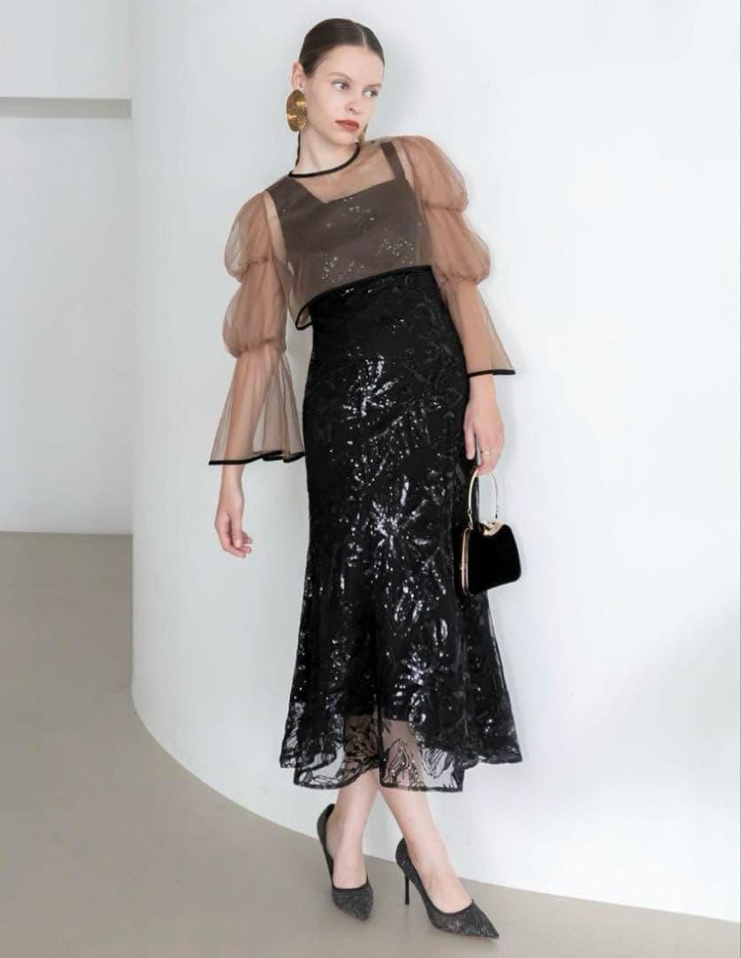 フレアスリーブボレロ花柄マーメイドドレス結婚式パーティー二次会成人式デート