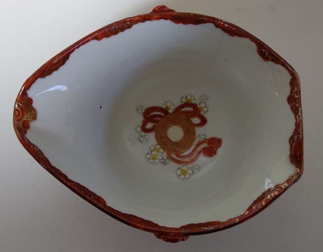 九谷焼 煎茶揃え 7点 茶器 茶道具 赤 ピンク 金 アンティーク