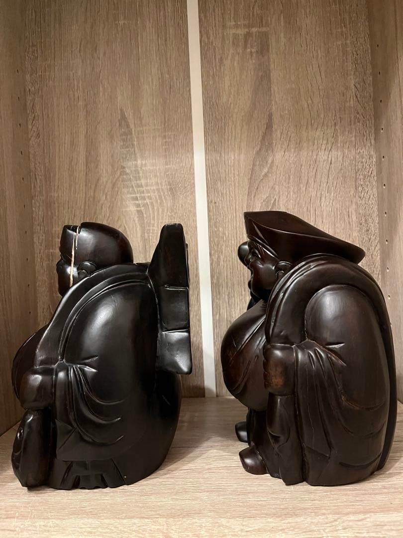 【開眼済】貴重！黒檀の大黒天様 恵比寿様