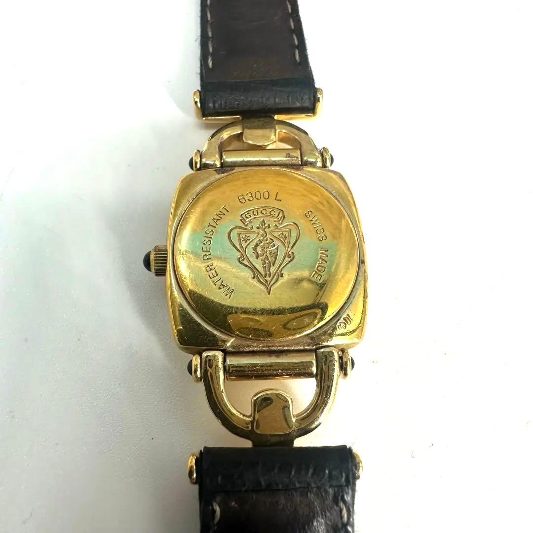 GUCCI★グッチ 時計 ホースビット腕時計 レディースゴールド 黒レザーベルト