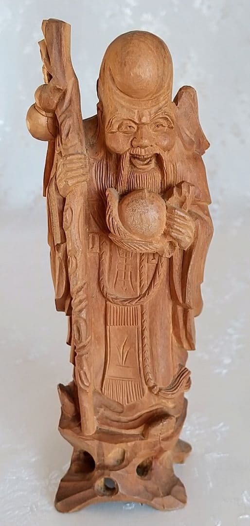 寿老人立像 七福神 #568 ◆白檀 木彫 仏像