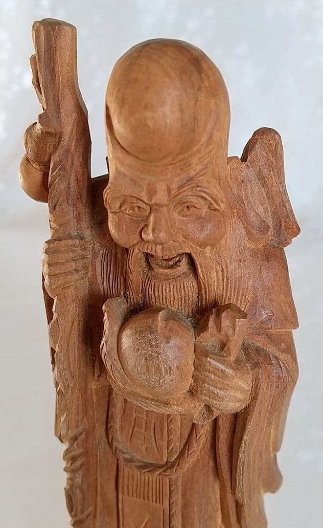 寿老人立像 七福神 #568 ◆白檀 木彫 仏像