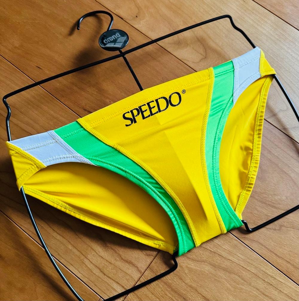 【美品】SPEEDO RQ632 イエロー×グリーン ライフセーバー 競パン