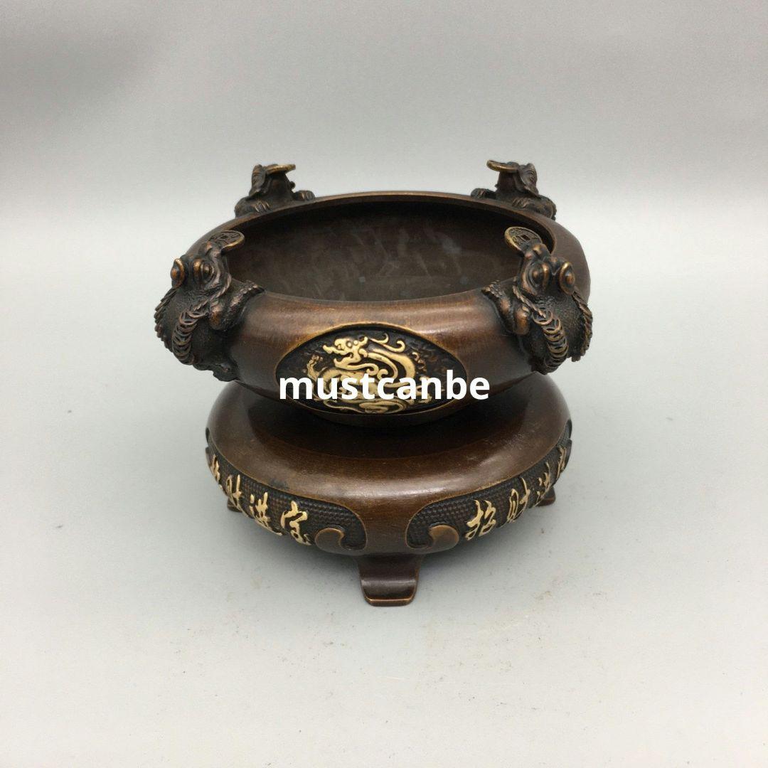銅器 香炉 招財進宝 時来運転 聚宝盆 仏具 工芸品 美術品 置物