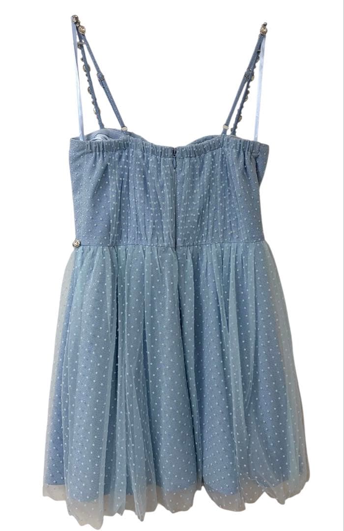 ROBEdeFLEURS/ドットチュールビジューフレアミニキャバドレス新品M