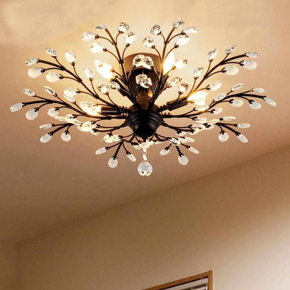 【開封・未使用】Chende シーリングライト レトロ クリスタル 5灯 照明