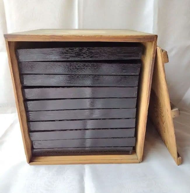 【当時物】大正　木製　角盆　会席膳　お膳　拾客揃　収納木箱付　骨董