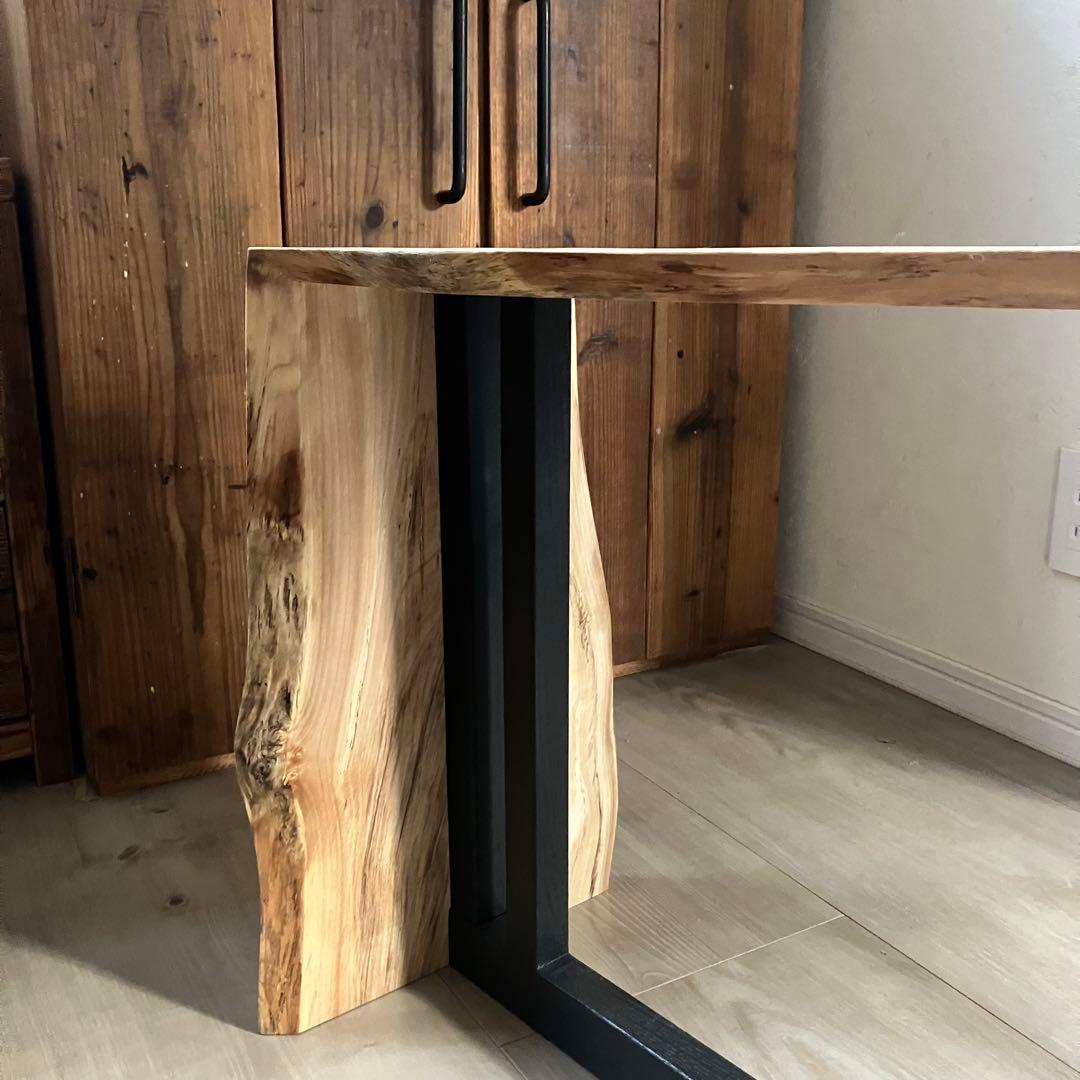 栃(トチ)一枚板　サイドテーブル　ハンドメイド