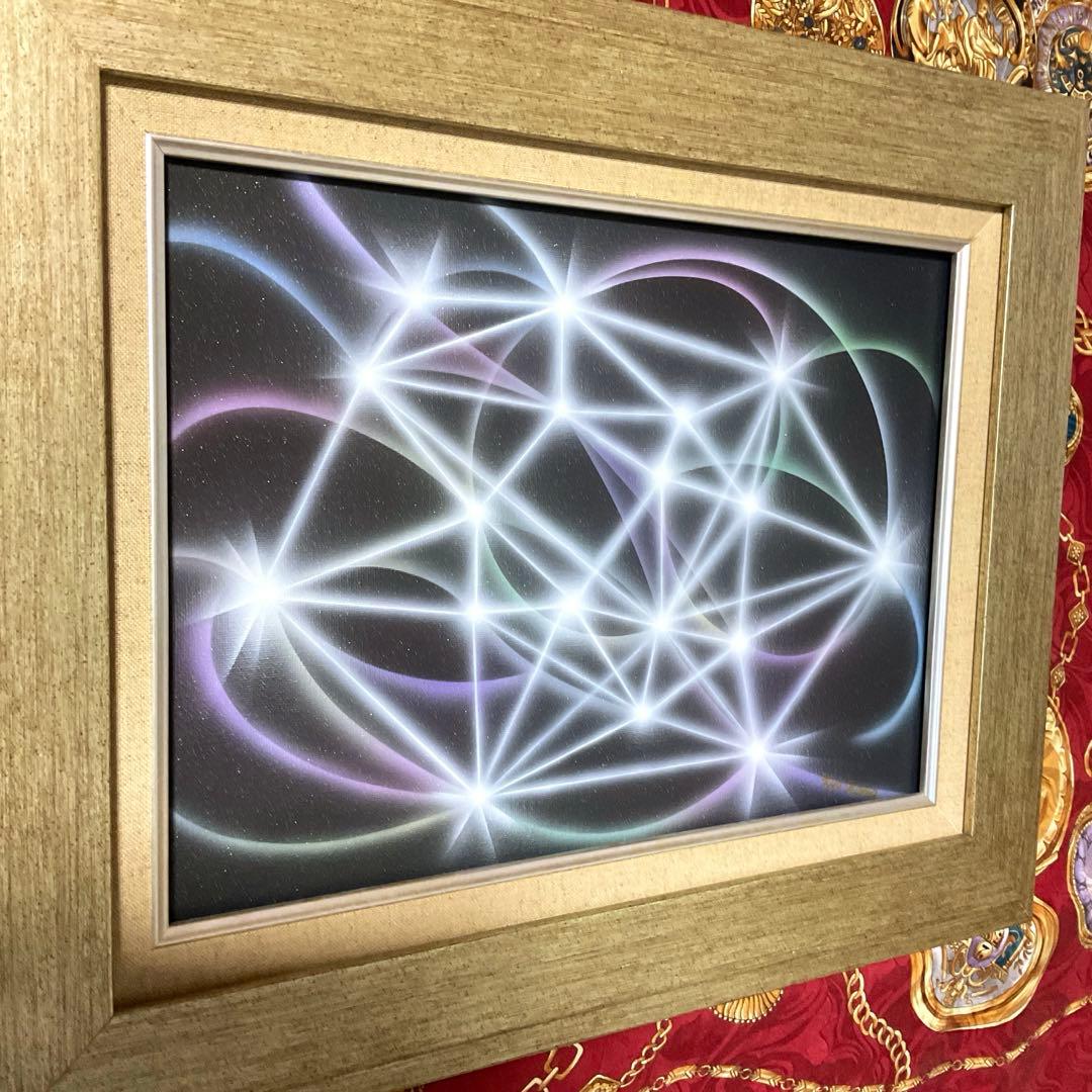 現代アートセール⭐︎開運絵画つながりの波動キャンバスF4号ネットと脳 量子力学