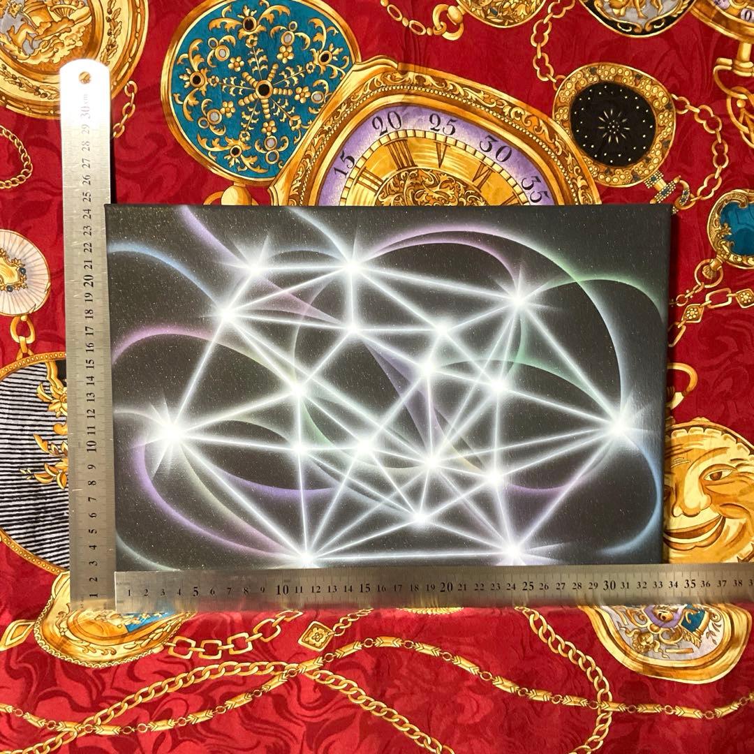 現代アートセール⭐︎開運絵画つながりの波動キャンバスF4号ネットと脳 量子力学