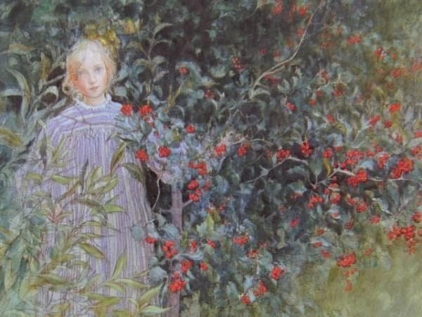ラーソン、In the Hawthorn Hedge、希少画集画、新品額装付