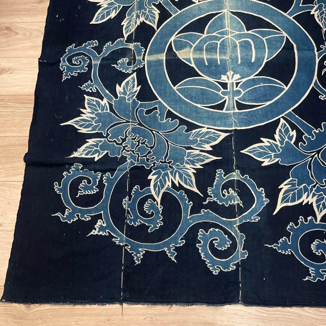 古布、4枚はぎあわせ、牡丹に橘柄