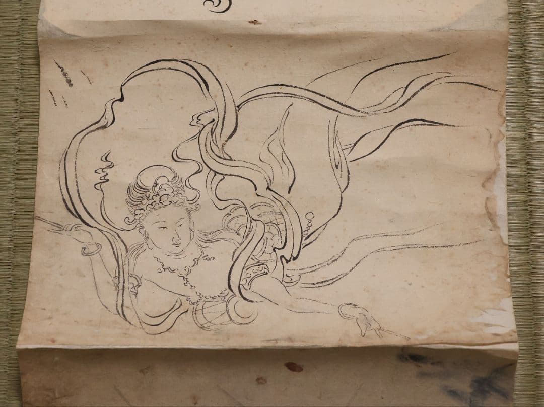 【模写】日本画 穂庵先生 人物花鳥 紙本 巻物 捲り デッサン 美人 MA852