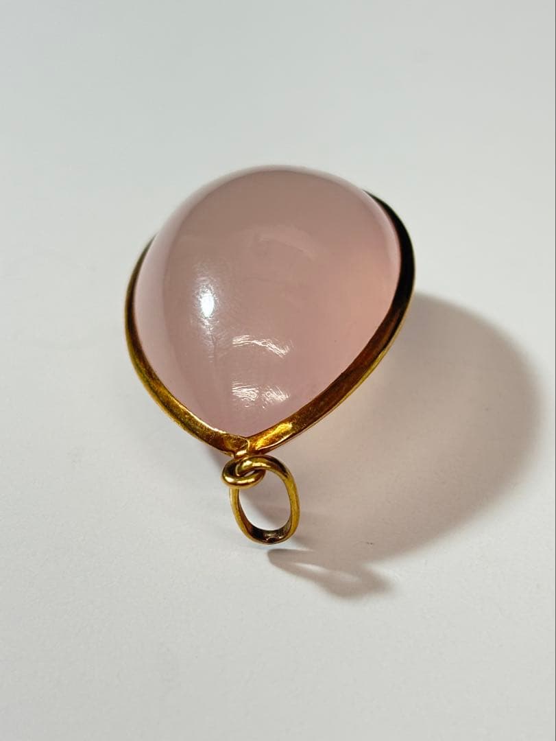 【K18 / 天然石ネックレストップ 】 ローズクォーツ