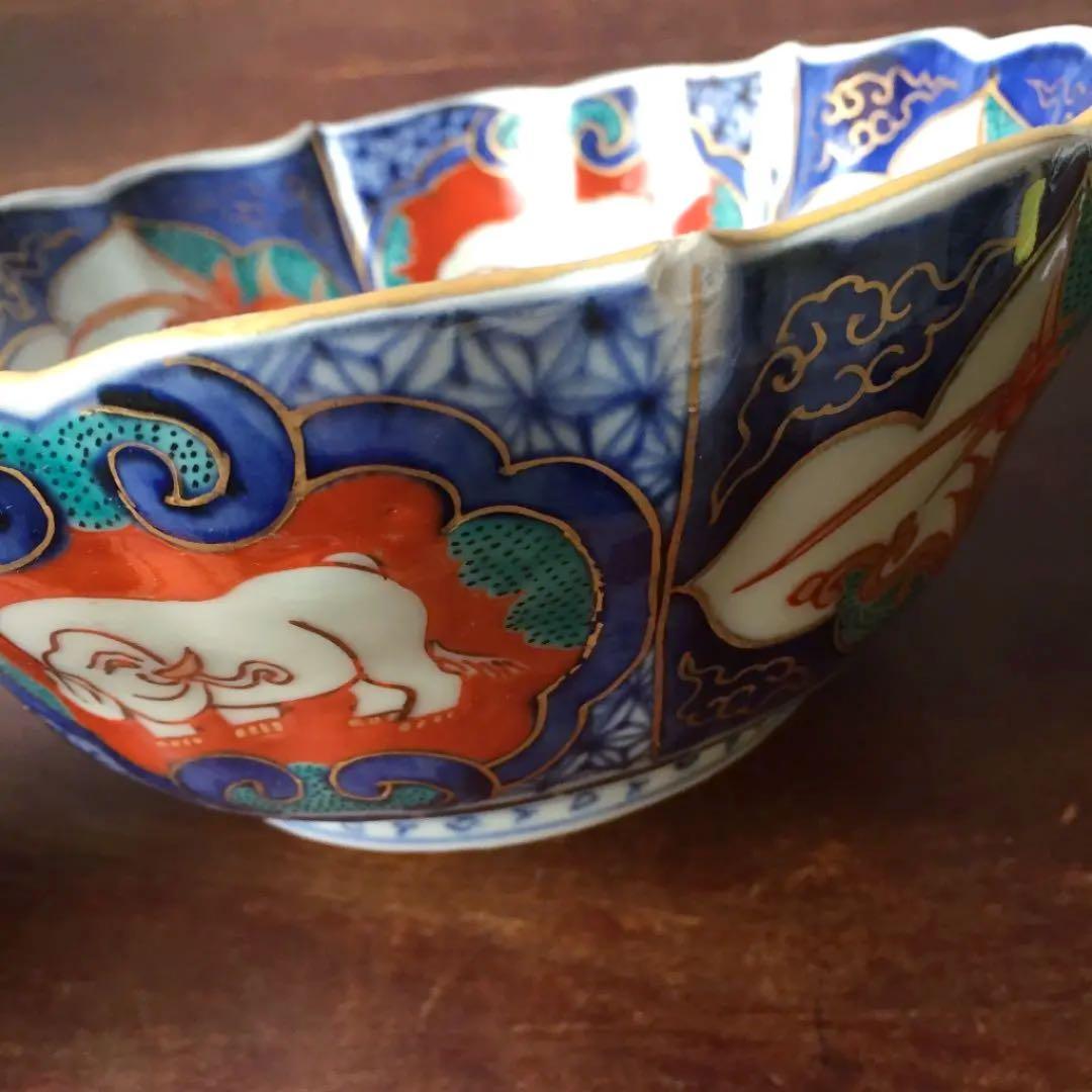 古伊万里 象文 色絵金彩 中鉢 1客/金襴手 伊万里