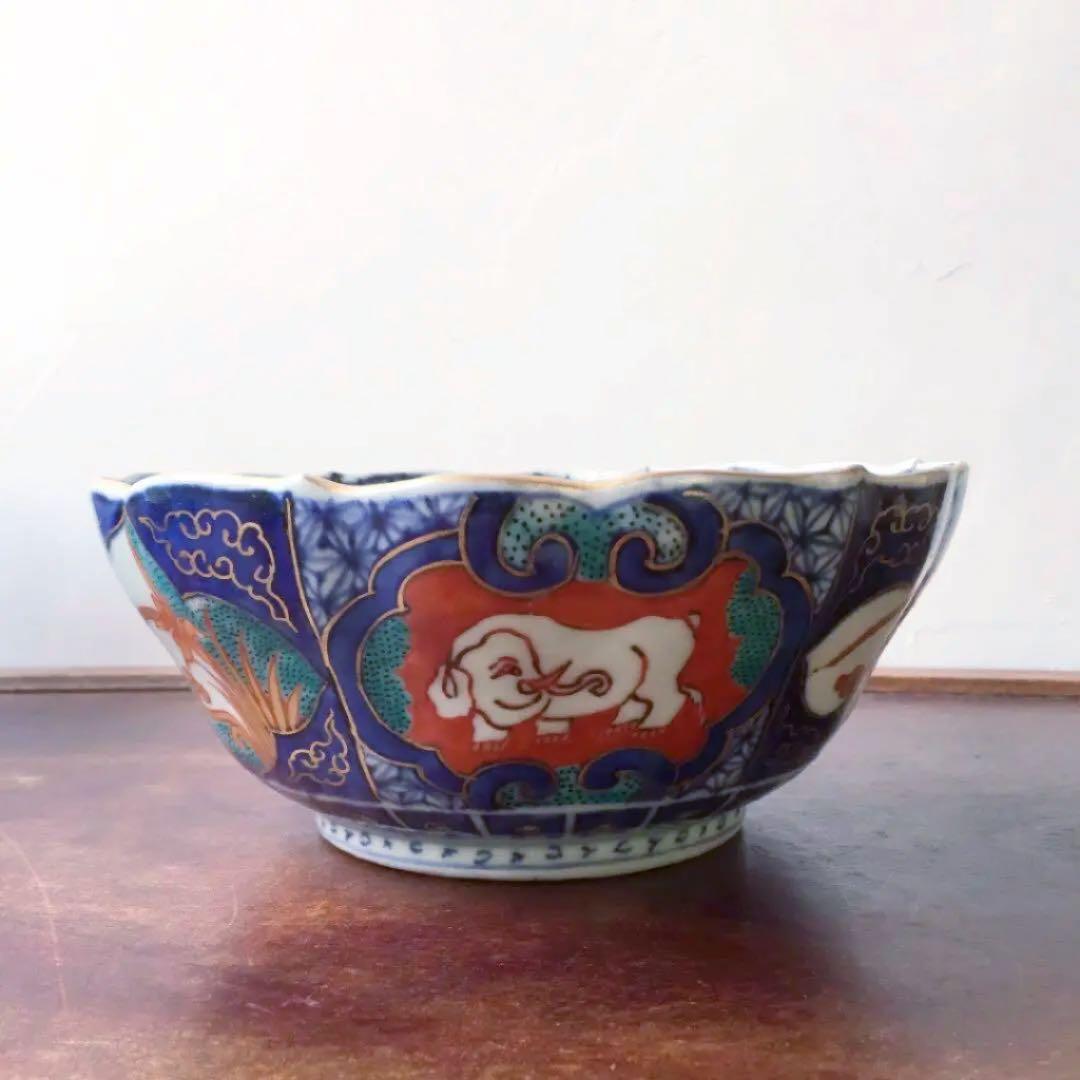 古伊万里 象文 色絵金彩 中鉢 1客/金襴手 伊万里