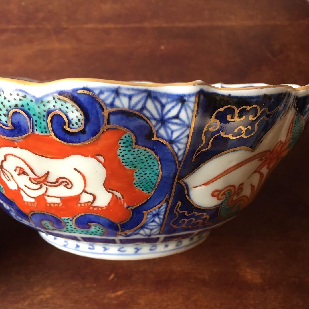 古伊万里 象文 色絵金彩 中鉢 1客/金襴手 伊万里