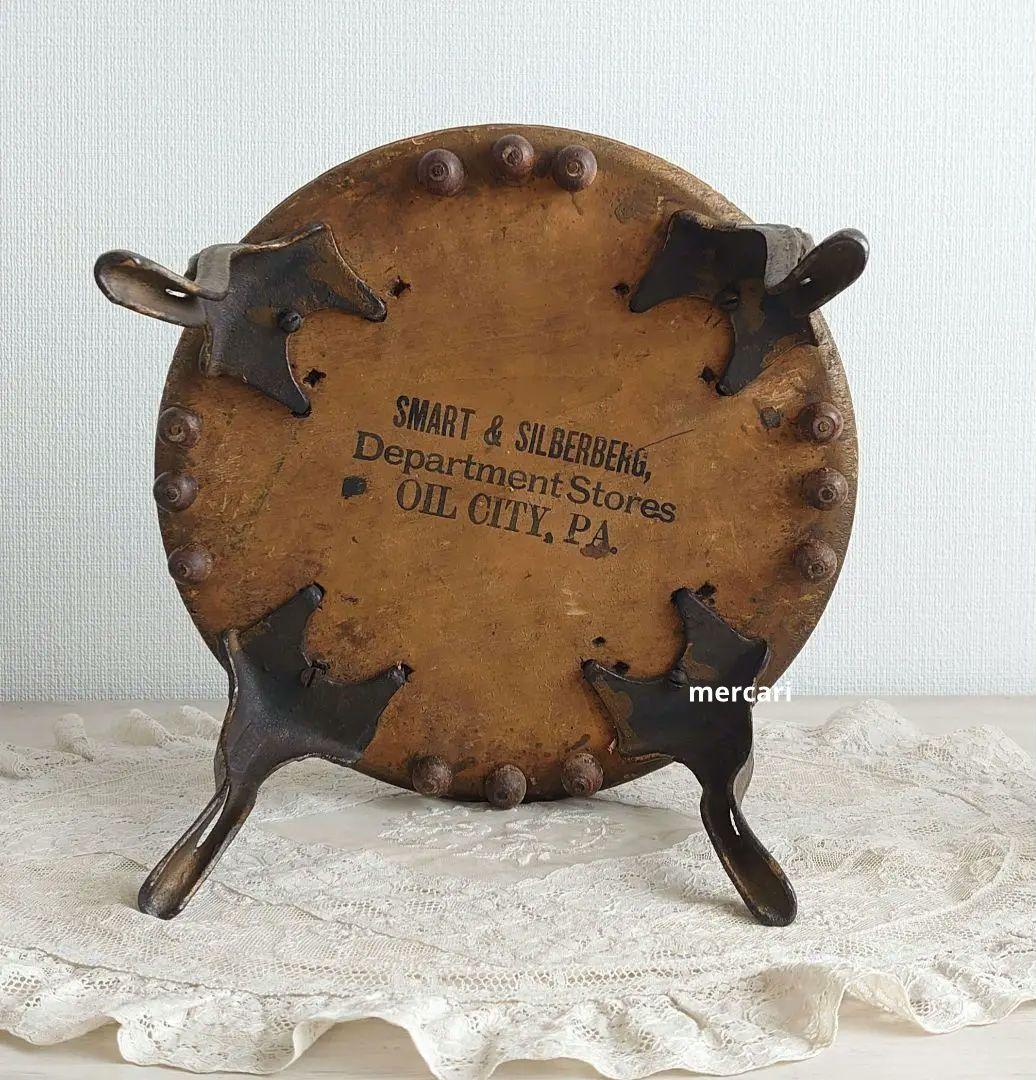 フランス製　アンティーク 美しい丸型　オットマン