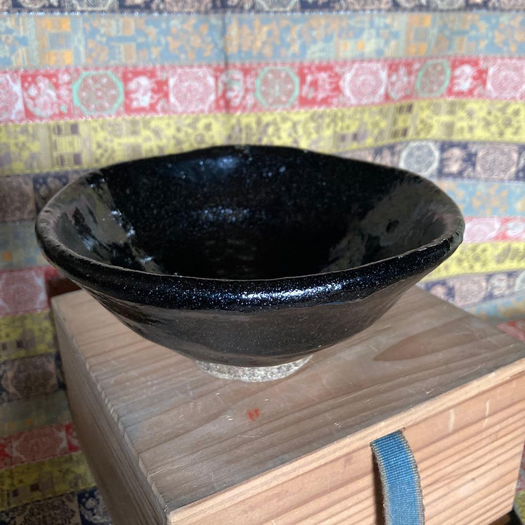 『黒楽茶碗』共箱無　時代物　￼13.3×6×4.7cm 茶道具