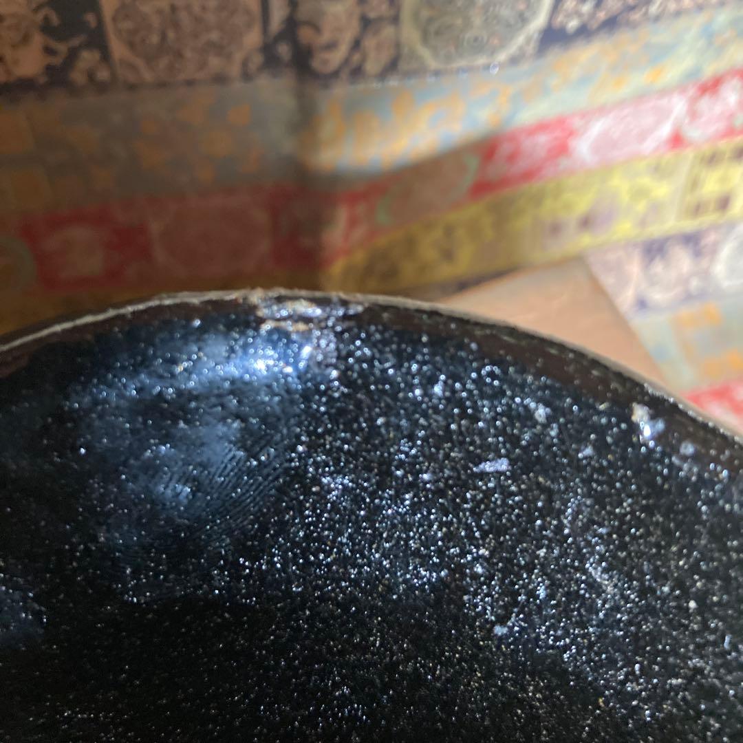 『黒楽茶碗』共箱無　時代物　￼13.3×6×4.7cm 茶道具