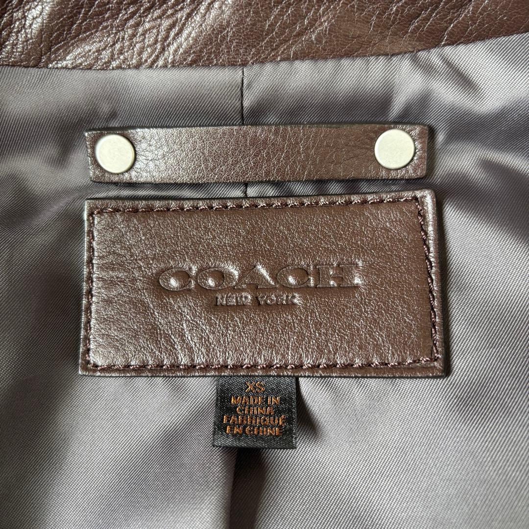 極美品 コーチ フォーポケットレザージャケット ライダース シングル 定価23万