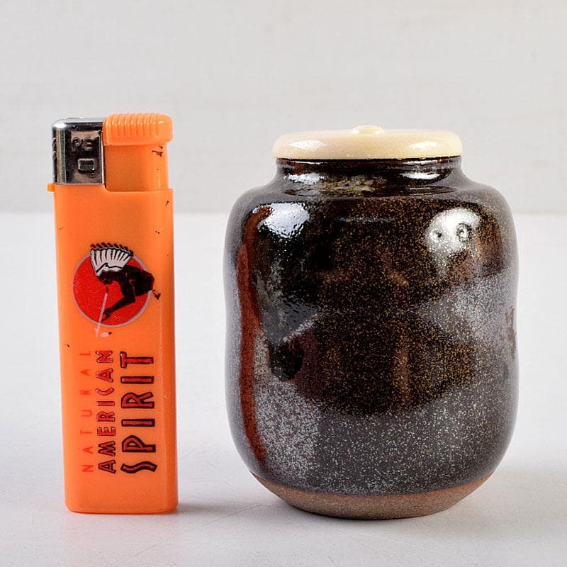 茶道具　清閑寺窯　杉田祥平造　瀧浪茶入　仕覆付　共箱　瀧浪茶入　V　9042