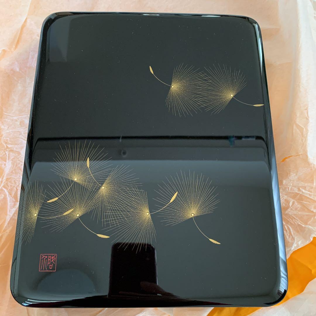 輪島塗　小西啓介　飛花沈金　硯箱　木箱付【匿名配送】