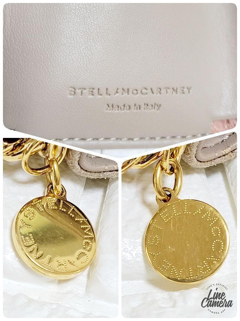 【美品】ステラマッカートニー 三つ折財布　ファラベラ　ベージュ　チェーンふちどり