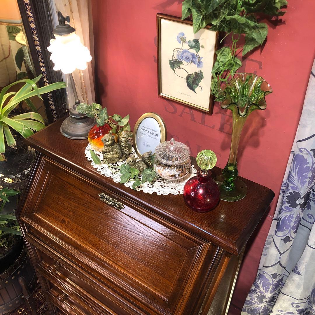 イタリアン　アンティーク　オーク　コンパクト　ライティングビューロー