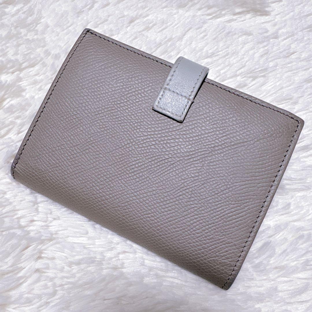 ♡美品♡セリーヌ 二つ折り財布 ミディアム ストラップ ウォレット ロゴ グレー