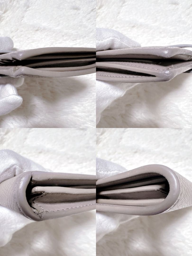 ♡美品♡セリーヌ 二つ折り財布 ミディアム ストラップ ウォレット ロゴ グレー