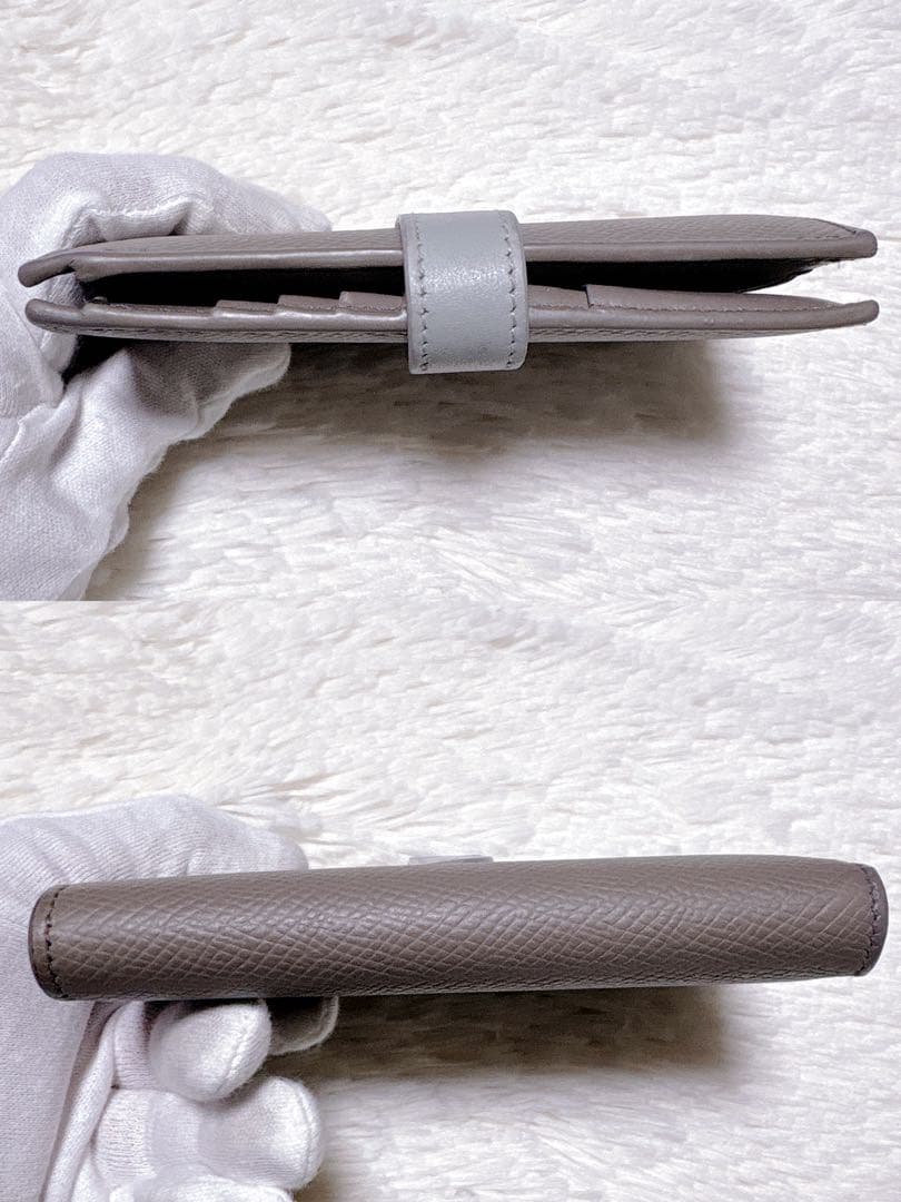 ♡美品♡セリーヌ 二つ折り財布 ミディアム ストラップ ウォレット ロゴ グレー