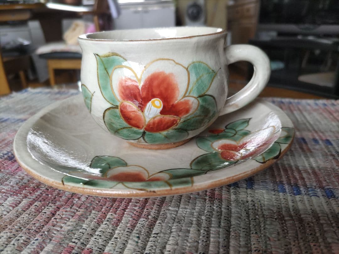 翌日発送　希少　先代作！陶葊・陶あん カップ＆ソーサー　牡丹絵