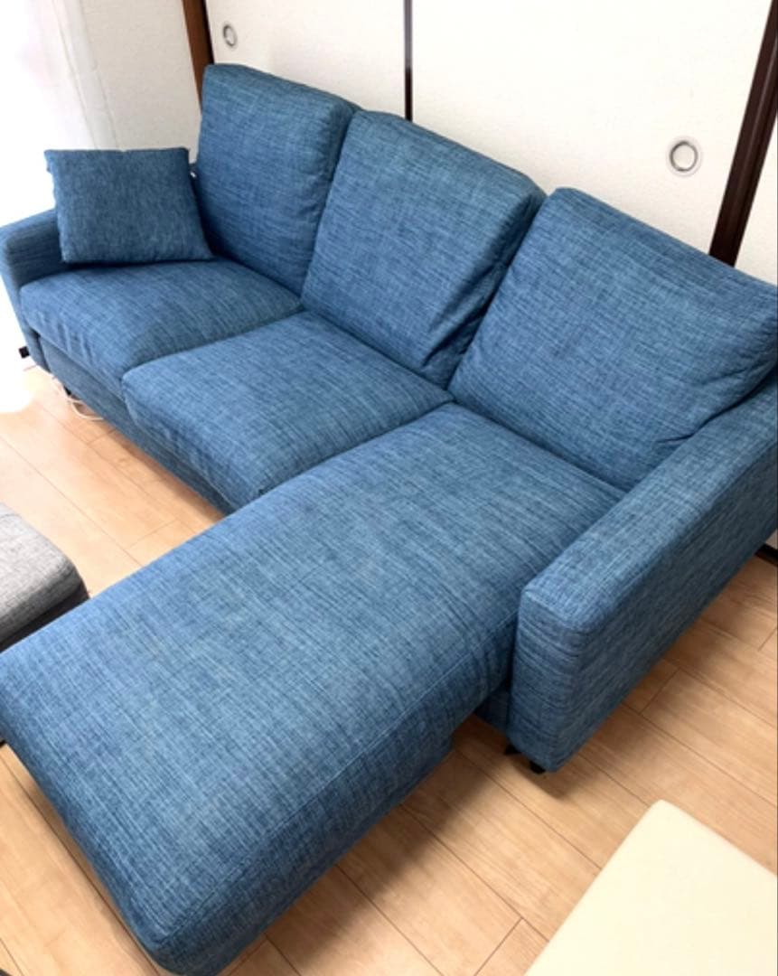 ニトリ　3人掛け　ソファー　ブルー　Nポケット