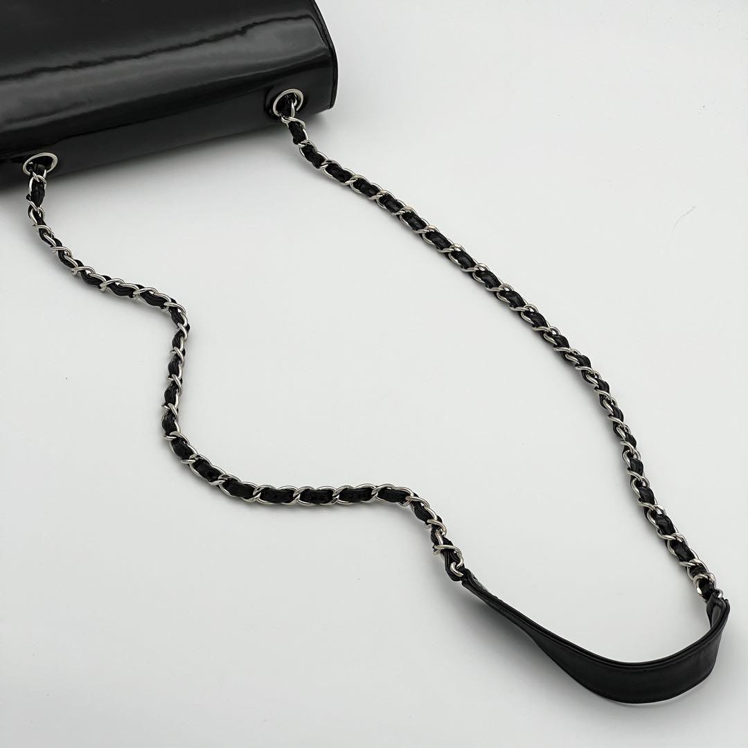 CHANEL シャネル パテント チェーンショルダーバッグ ブラック 斜め掛け