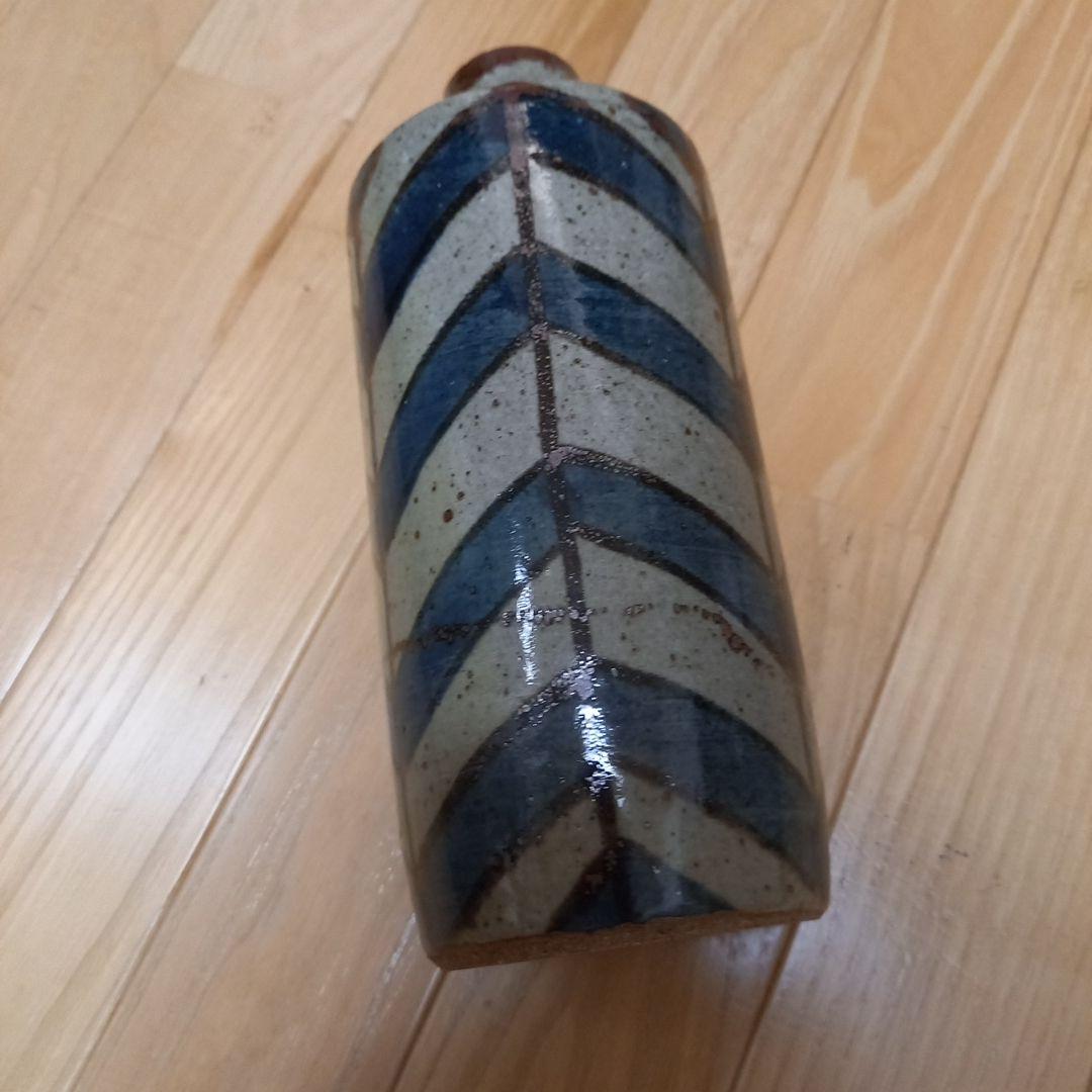 萩焼耳付き花瓶　煌雪窯　清水啓功　共箱付属　陶歴付属➕益子系統？の花瓶付属