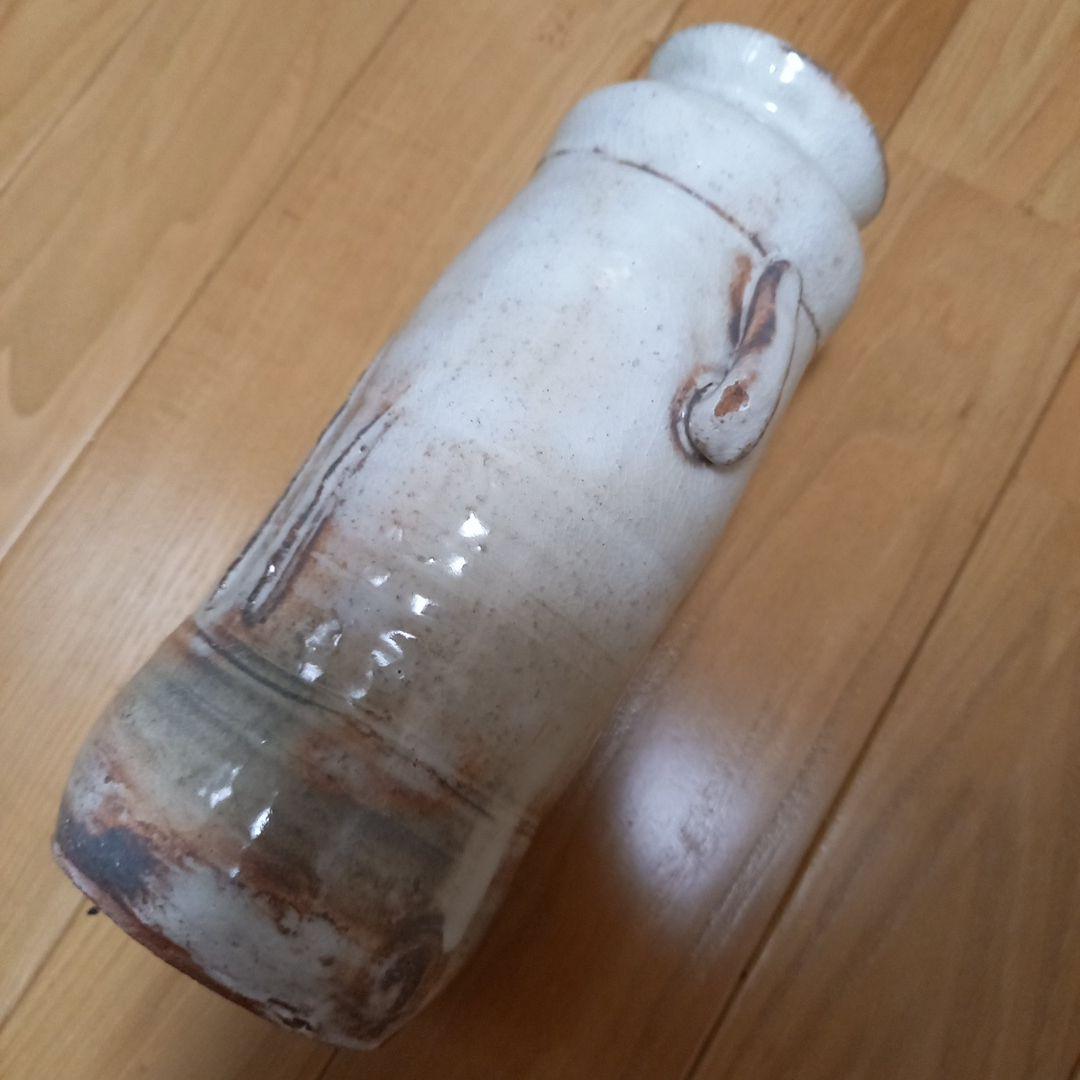 萩焼耳付き花瓶　煌雪窯　清水啓功　共箱付属　陶歴付属➕益子系統？の花瓶付属
