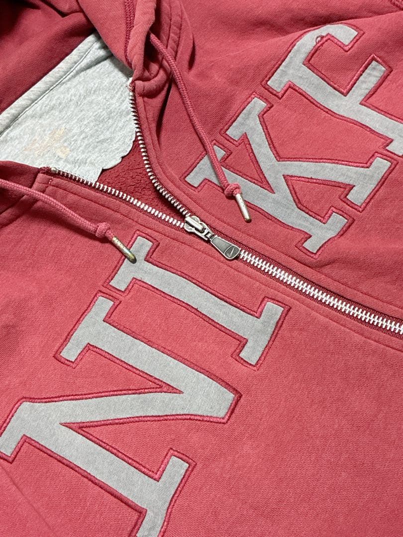 00's OLDNIKE ジップパーカー レッド テック 美品 刺繍 人気色