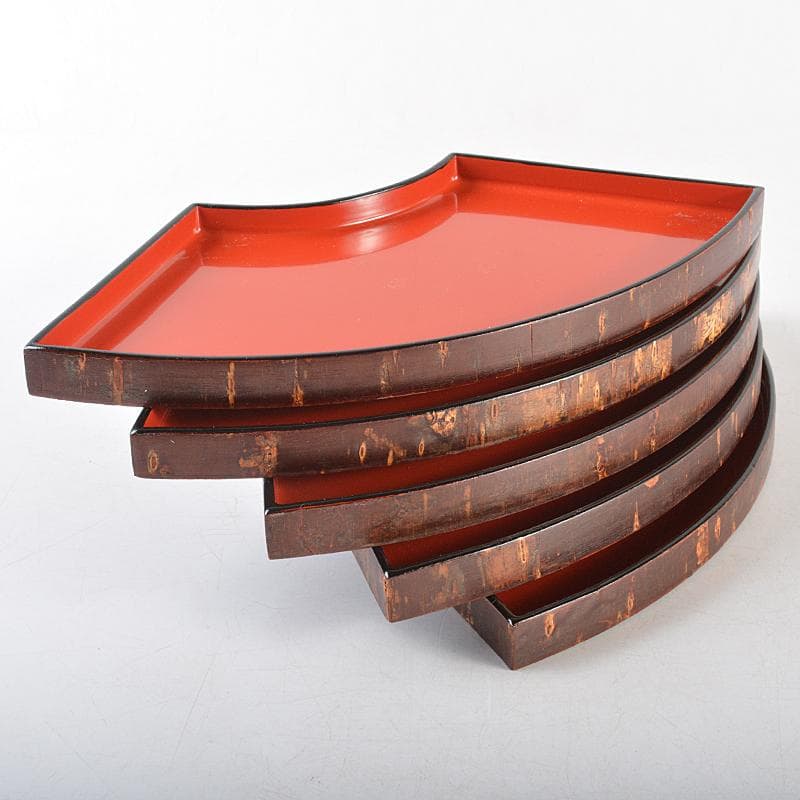 伝統工芸　桜皮細工　扇銘々皿　五客　茶筒　茶匙　蓋物　まとめて　V　R5839