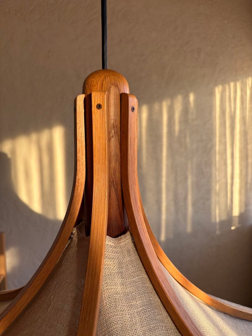 ト*S様 ドムス　ドイツ製　木製ペンダントライト　オーク材　リネン　DOMUS