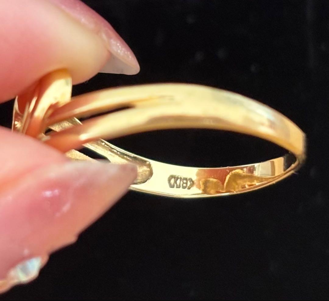 K18 18金　ハート ゴールドリング 大きめサイズ