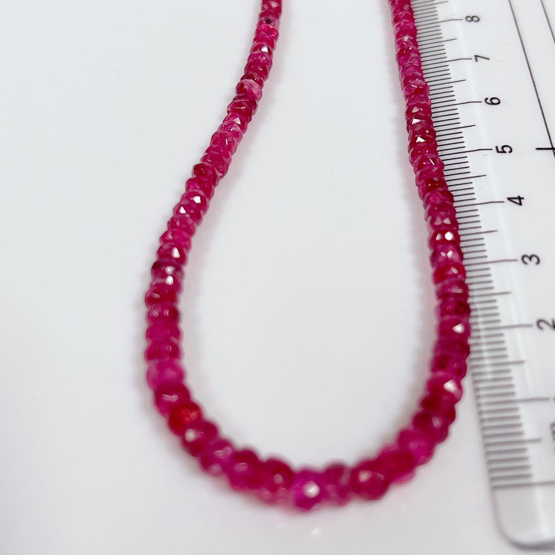 レッドスピネルネックレスボタンカットシルバーアジャスター5センチNO251306