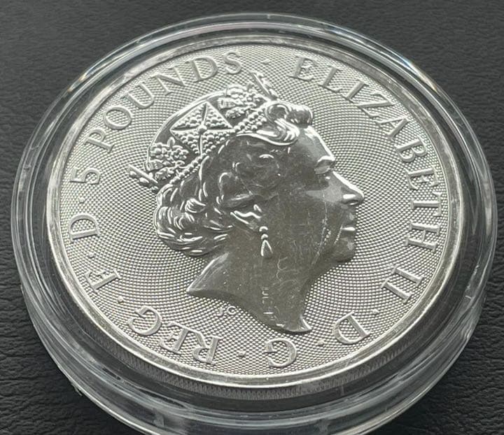 1枚2020 イギリス　クィーンズビーストのホワイトライオン 銀貨　ケース付き7