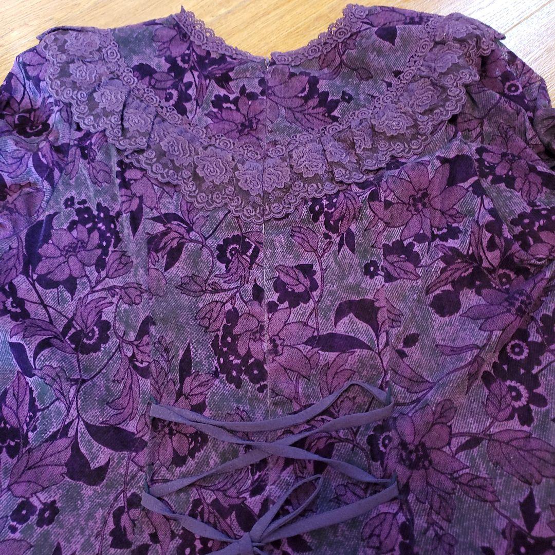【ディアソラーレ】✨️美品　花柄レースモチーフ パープルロングドレス