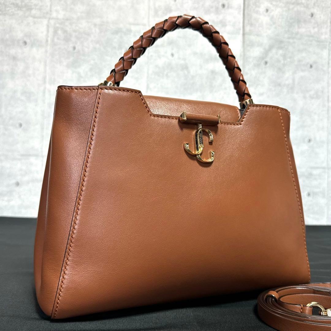 専用品JIMMY CHOO VARENNE キャメル 2WAYハンドバッグ