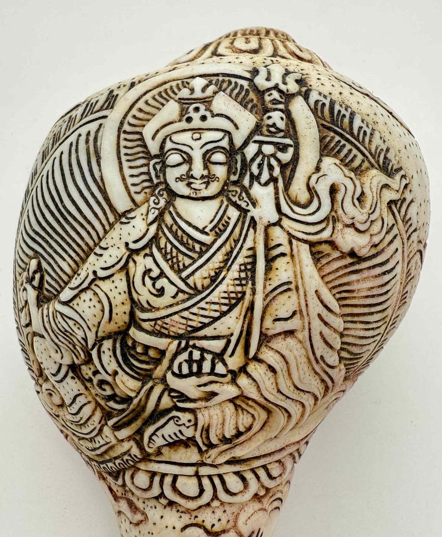 ◆チベット密教法具　法螺貝（シャンカ）パドマサンババ(グル・リンポチェ)-3