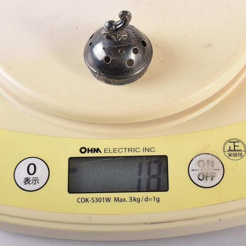 中国　白銅　龍神獣刻　純銀火屋約18g付　三つ足香炉　U　R8073