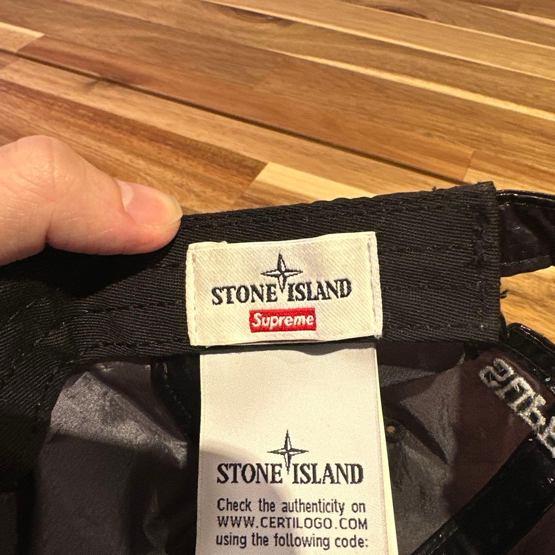 SUPREME ×stone  ブラックキャップ 光沢