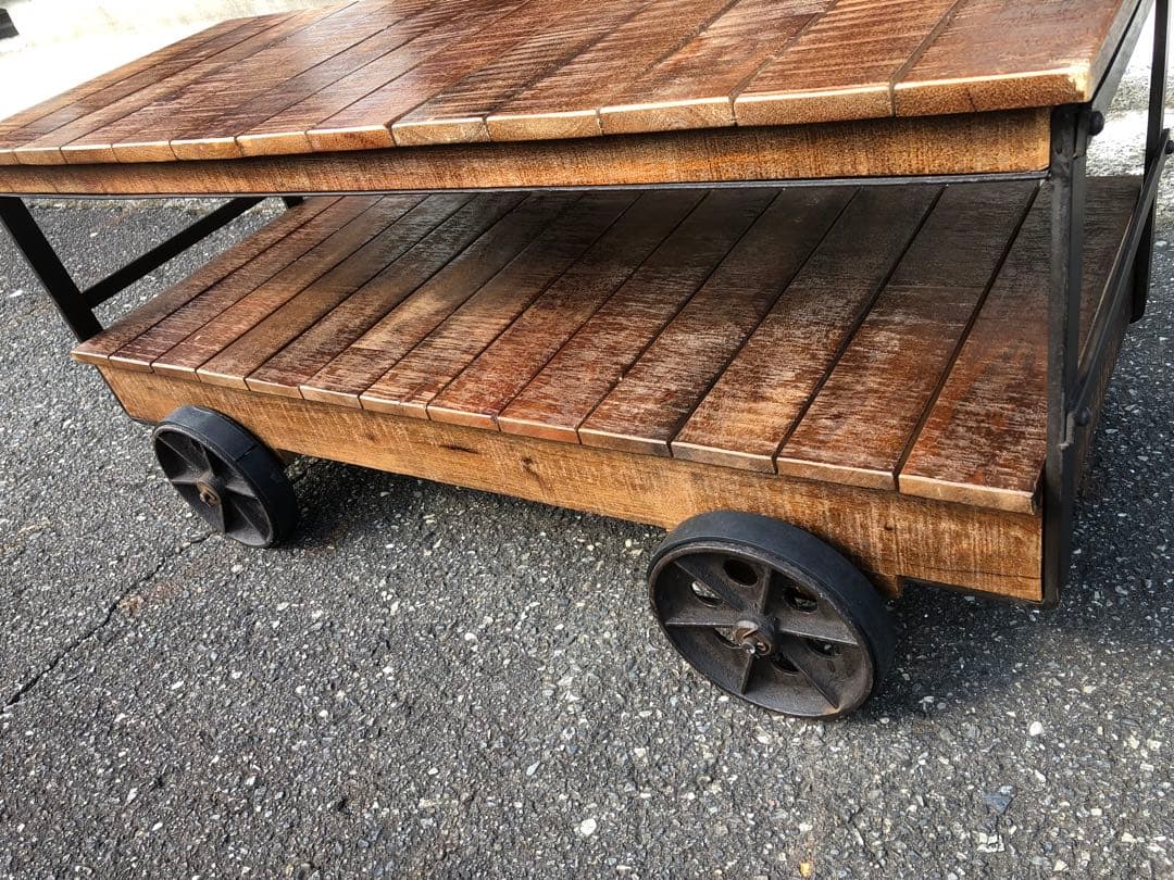 ジャーナルスタンダードファニチャー　木製二段シェルフ 車輪付き 120cm