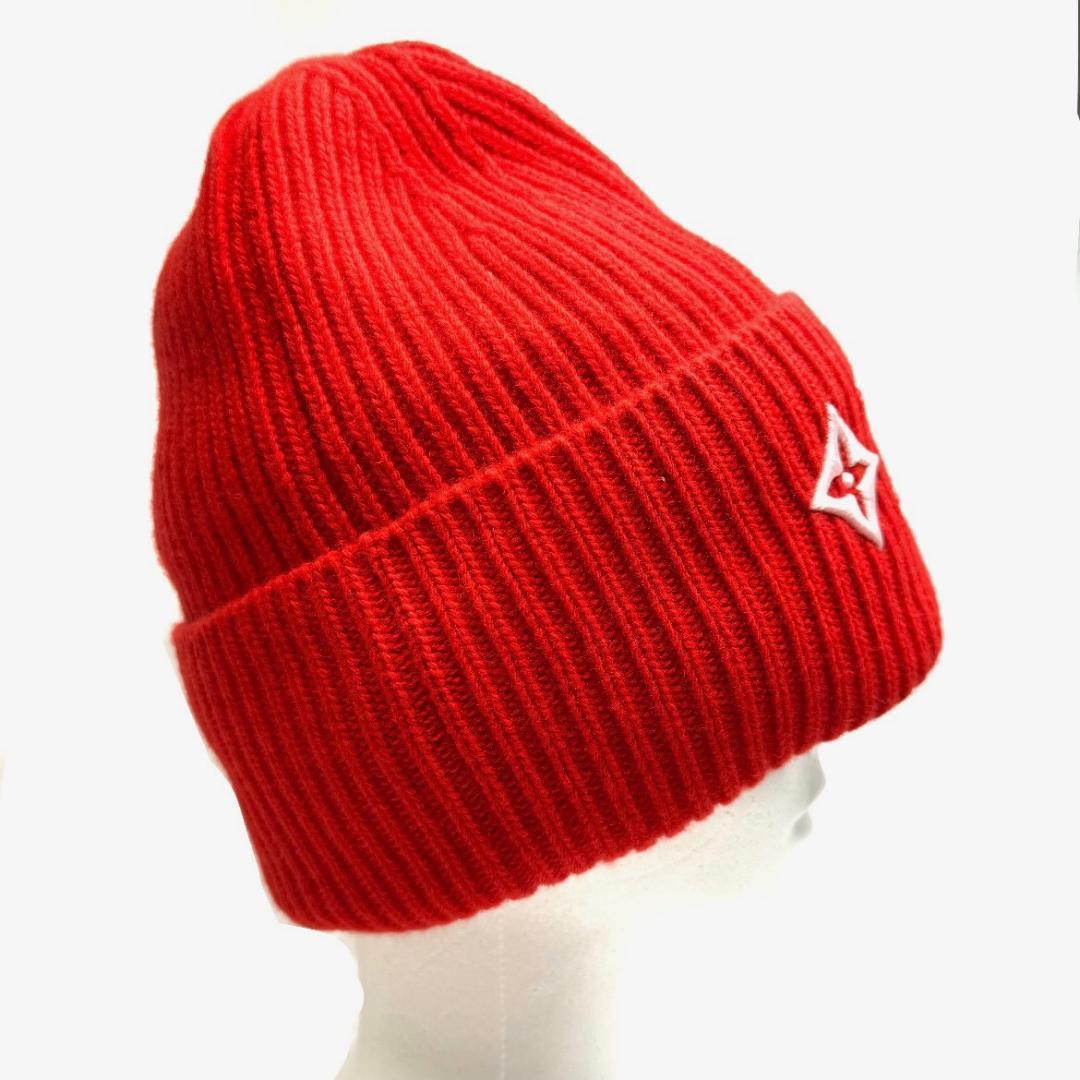 ルイヴィトン M77868 ビーニー LV ヘッドライン ニットキャップ 赤